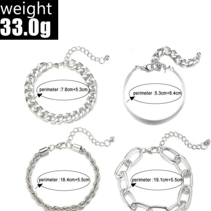 Curb Chain Bracelet Set Silver - Image 3