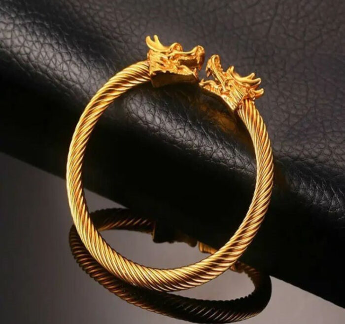 Alpha Dragon 18k Gold plated Bangle for Men