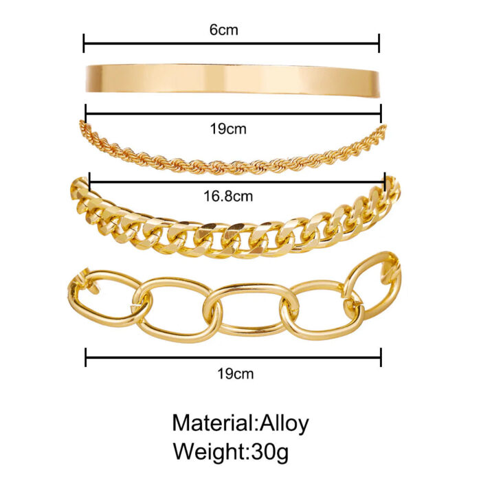 Curb Chain Bracelet Set Golden - Image 5