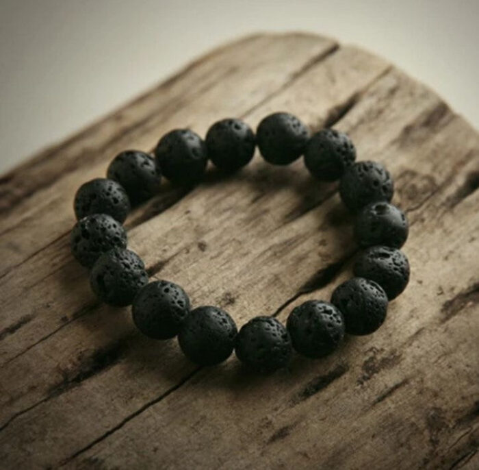 Lava stone Black Beads Bracelet For Men Women - Image 2