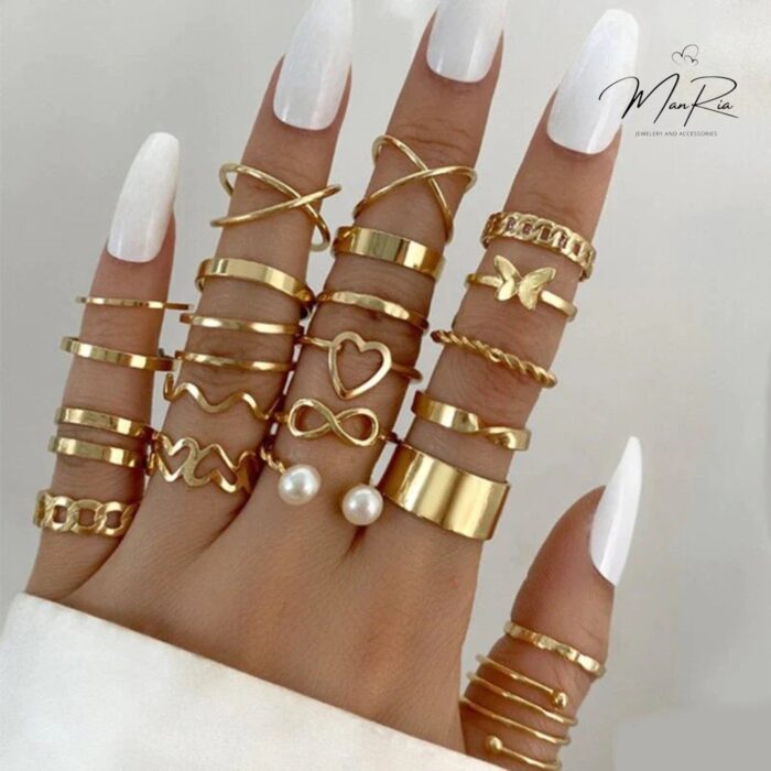 Rings Set 22pcs Golden