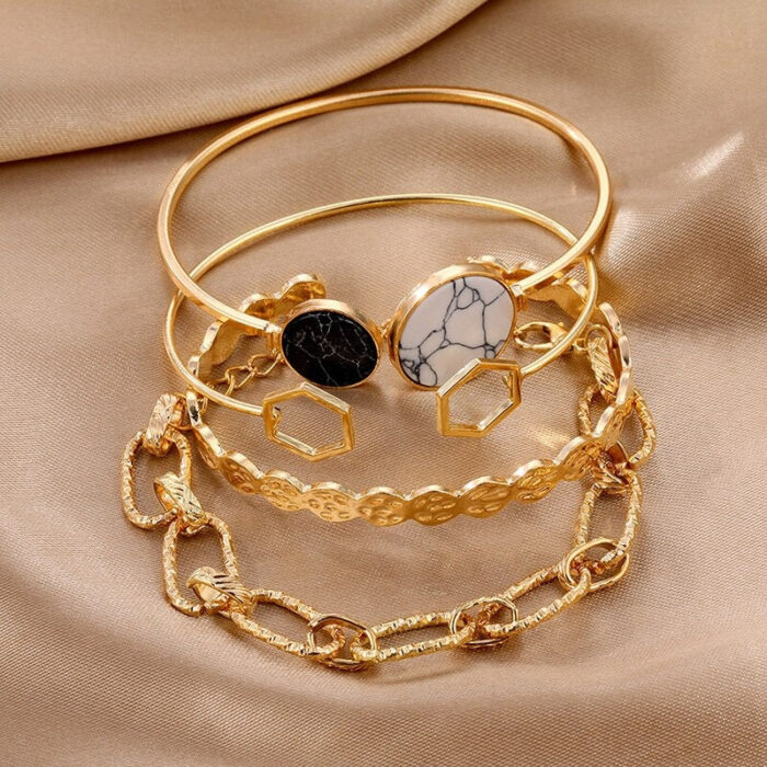 Texture Bangle Bracelet Set - Image 3