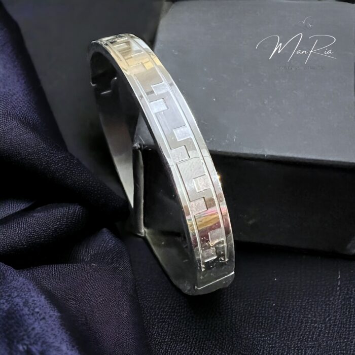 Texture Silver Bangle for Men/Women - Image 2