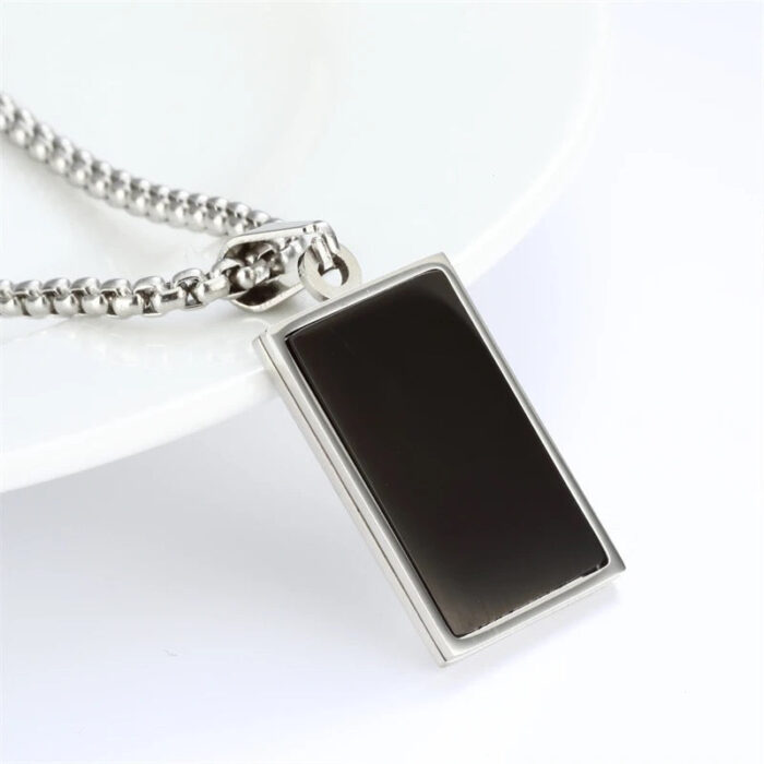 Plain Rectangular Black pendent for Men Women - Image 4