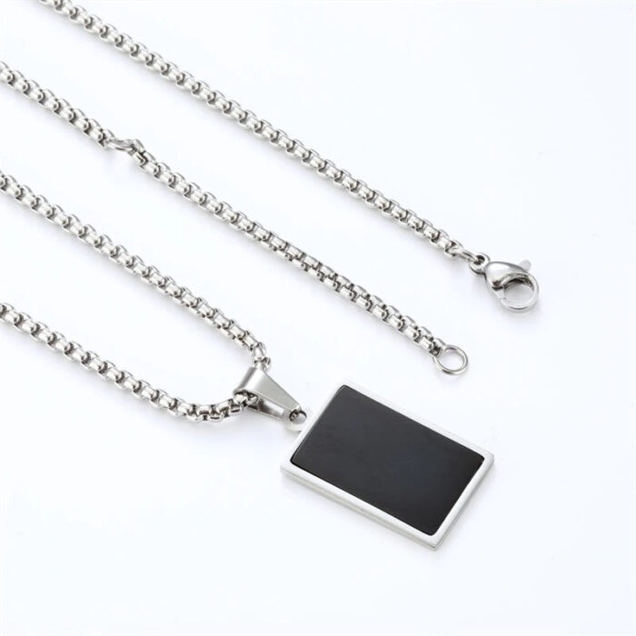 Plain Rectangular Black pendent for Men Women - Image 3