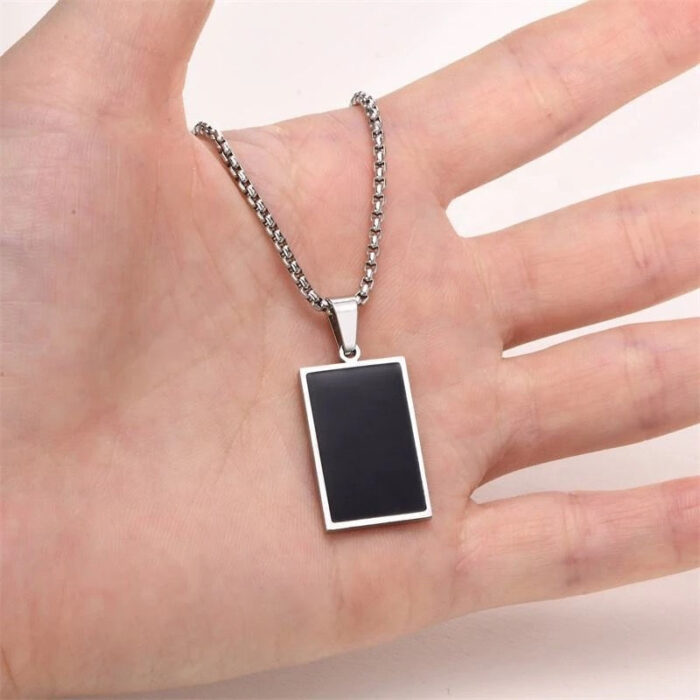 Plain Rectangular Black pendent for Men Women - Image 2