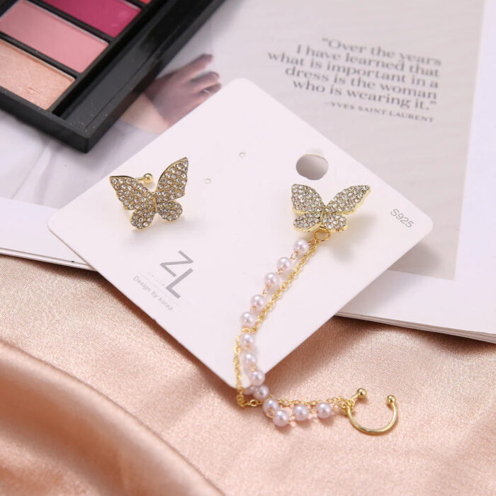 Butterfly Pearl Earrings - Image 4