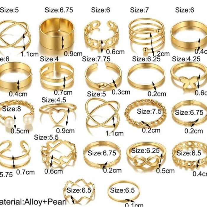 Rings Set 22pcs Golden - Image 4