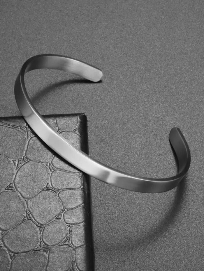 Plain Silver Bangle brecelet for Men - Image 2