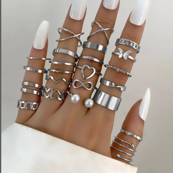 Rings Set 22pcs Silver