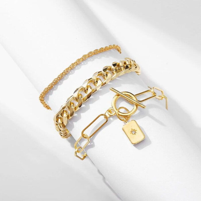 Hip Hop Chain Bracelet Set