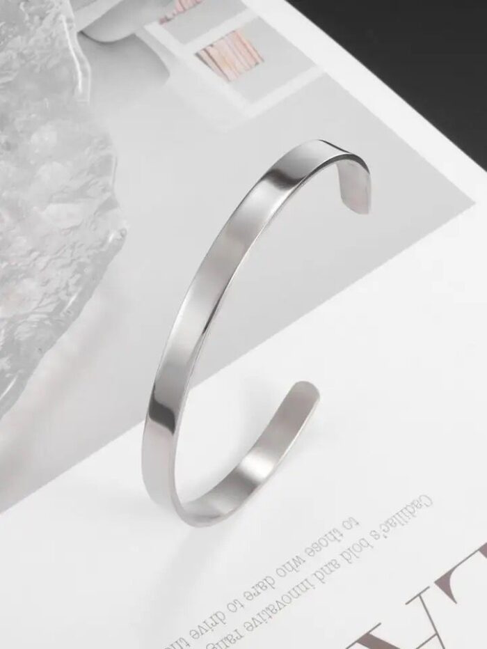 Plain Silver Bangle brecelet for Men - Image 3