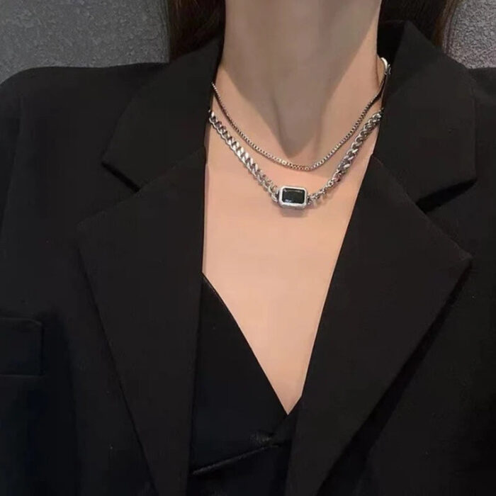 Black Square Necklace for women