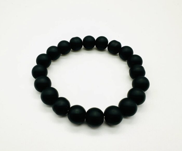 Matt Black Beads Bracelet For Men Women - Image 3